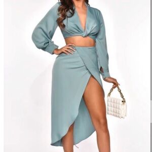 Chic Teal High-Low Skirt